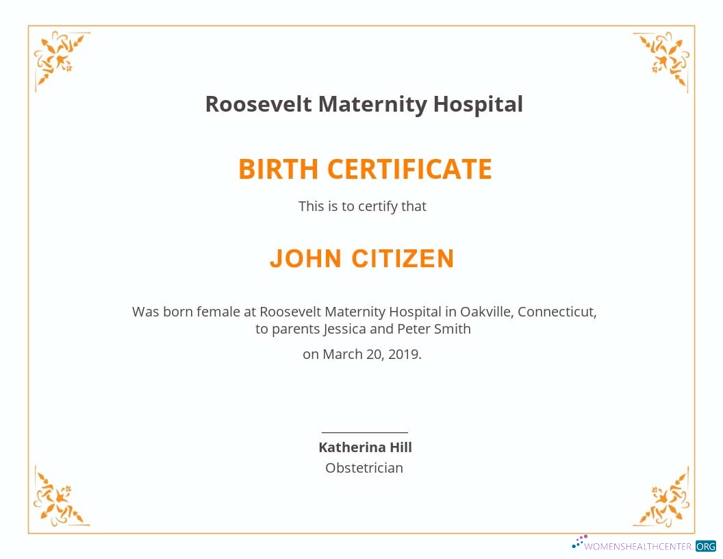 Download New York Roosvelt Maternity hospital birth certificate Photoshop template